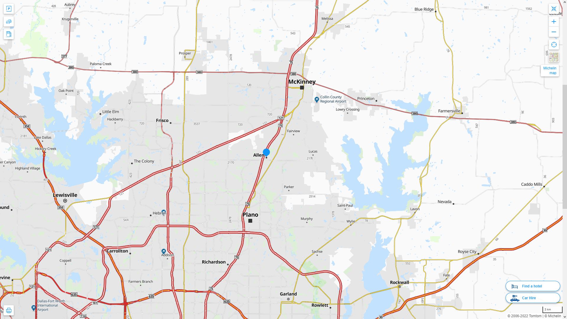 Allen Texas Highway and Road Map